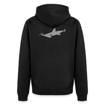 HammerHai - Unisex Premium Bio Zip Hoodie - Schwarz - Hinten - Nico (187cm)