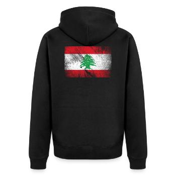 Drapeau du Liban - Vintage Grunge - Veste à capuche bio Premium Unisexe - noir - Dos - Nico (187cm)