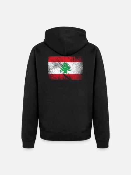 Libanon Flagge - Vintage Grunge - Unisex Premium Bio Zip Hoodie - Schwarz