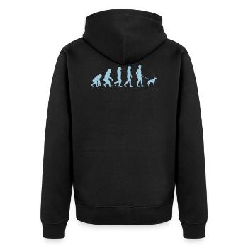 Evolution of the dog lover - Unisex Premium Organic Zip Hoodie - black - Back - Nico (187cm)