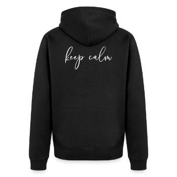 keep calm - Unisex Premium Bio Zip Hoodie - Schwarz - Hinten - Nico (187cm)