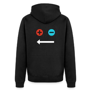 Plus- und Minusgesicht - Unisex Premium Bio Zip Hoodie - Schwarz - Hinten - Nico (187cm)