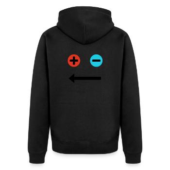 Plus- und Minusgesicht - Unisex Premium Bio Zip Hoodie - Schwarz - Hinten - Nico (187cm)