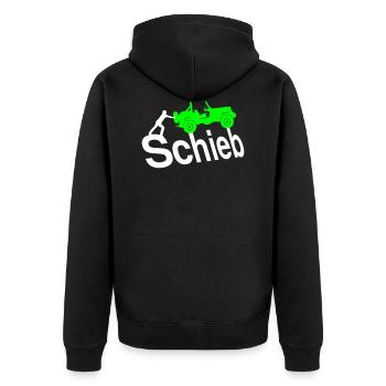 Schieb Jeep - Unisex Premium Bio Zip Hoodie - Schwarz - Hinten - Nico (187cm)