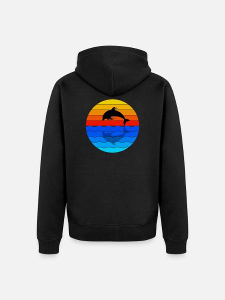 Delfin, jeg elsker delfin - Premium økologisk unisex-hættejakke - sort