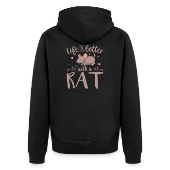 House rats | Rat pets rodent gift idea - Unisex Premium Organic Zip Hoodie - black - Back - Nico (187cm)