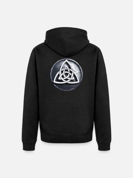 celtic triquetra - Unisex Premium Organic Zip Hoodie - black