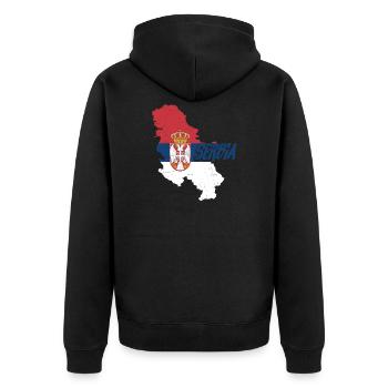 Serbia Balkan | Serbian Serb flag gift ideas - Unisex Premium Organic Zip Hoodie - black - Back - Nico (187cm)