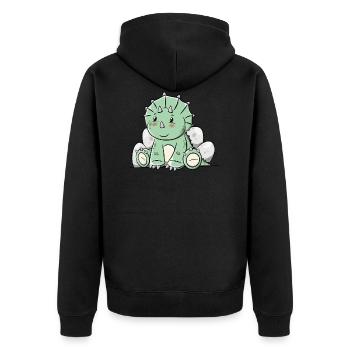 DinosaurierTriceratops - Unisex Premium Bio Zip Hoodie - Schwarz - Hinten - Nico (187cm)