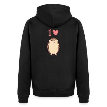 I heart hedgehog - Unisex Premium Organic Zip Hoodie - black - Back - Nico (187cm)