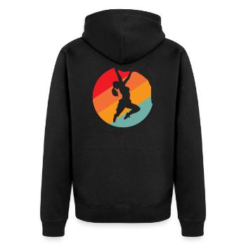 Rock climbing woman - Unisex Premium Organic Zip Hoodie - black - Back - Nico (187cm)