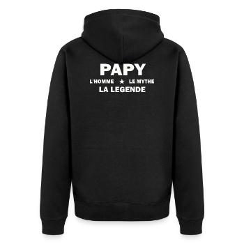Papy l'homme le mythe la légende - T-shirt drôle - Veste à capuche bio Premium Unisexe - noir - Dos - Nico (187cm)