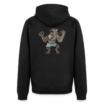 Werwolf - Halloween - Unisex Premium Bio Zip Hoodie - Schwarz - Hinten - Nico (187cm)