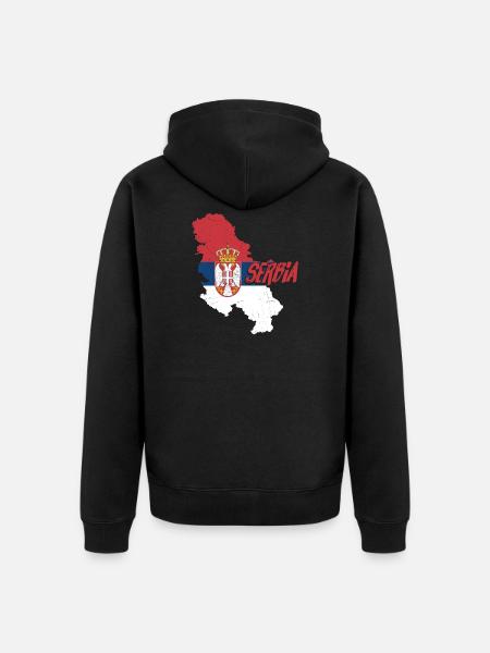 Servische vlag | Servische Servische Serbin-geschenken - Uniseks Premium bio ziphoodie - zwart