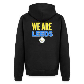 Leeds Yorkshire - Unisex Premium Bio Zip Hoodie - Schwarz - Hinten - Nico (187cm)