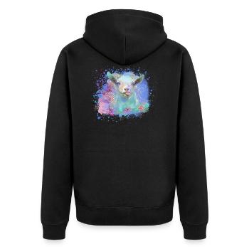 goat, pastel, head, painting, graffiti - Unisex Premium Organic Zip Hoodie - black - Back - Nico (187cm)