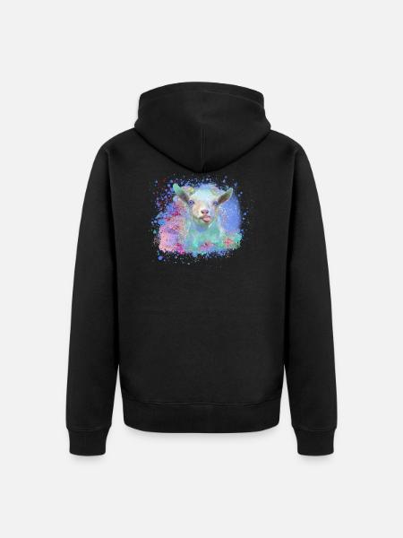 goat, pastel, head, painting, graffiti - Unisex Premium Organic Zip Hoodie - black