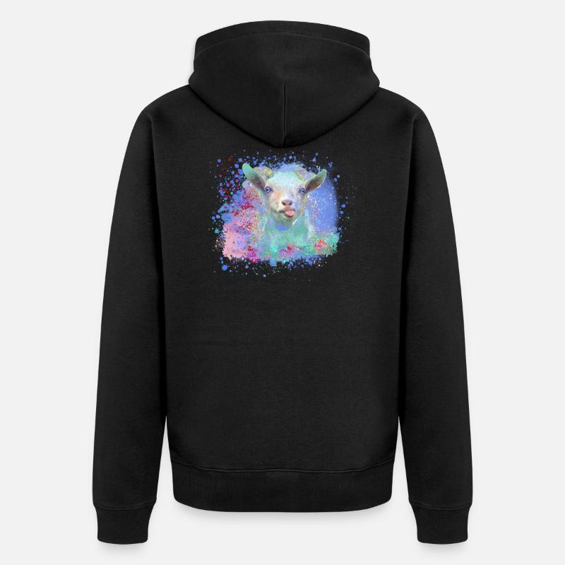 ziege,pastell, kopf, malerei, graffiti - Unisex Premium Bio Zip Hoodie - Schwarz