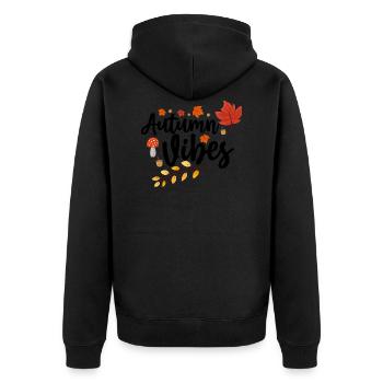 Herbst Vibes - Unisex Premium Bio Zip Hoodie - Schwarz - Hinten - Nico (187cm)