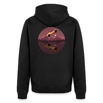 Cybertruck Design - Unisex Premium Bio Zip Hoodie - Schwarz - Hinten - Nico (187cm)
