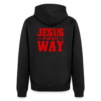 Jesus Christus Glaube - Unisex Premium Bio Zip Hoodie - Schwarz - Hinten - Nico (187cm)