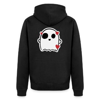 Cute lovely ghost - Unisex Premium Organic Zip Hoodie - black - Back - Nico (187cm)
