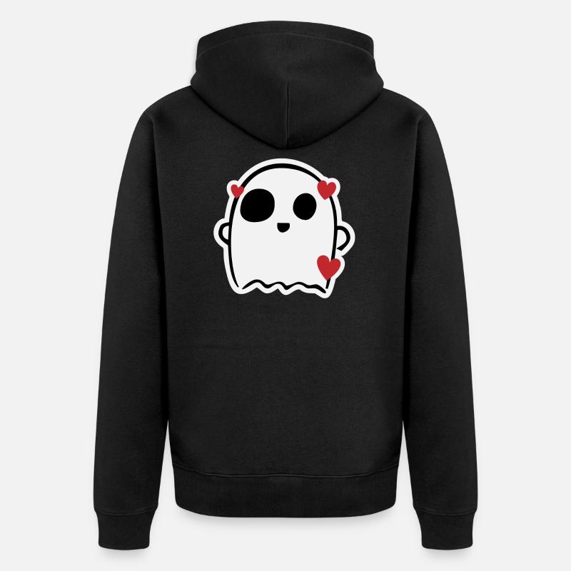 Cute Lovely Ghost - Unisex Premium Bio Zip Hoodie - Schwarz