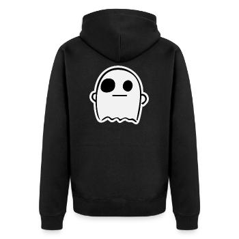 Cute Ghost being Okay - Unisex Premium Bio Zip Hoodie - Schwarz - Hinten - Nico (187cm)