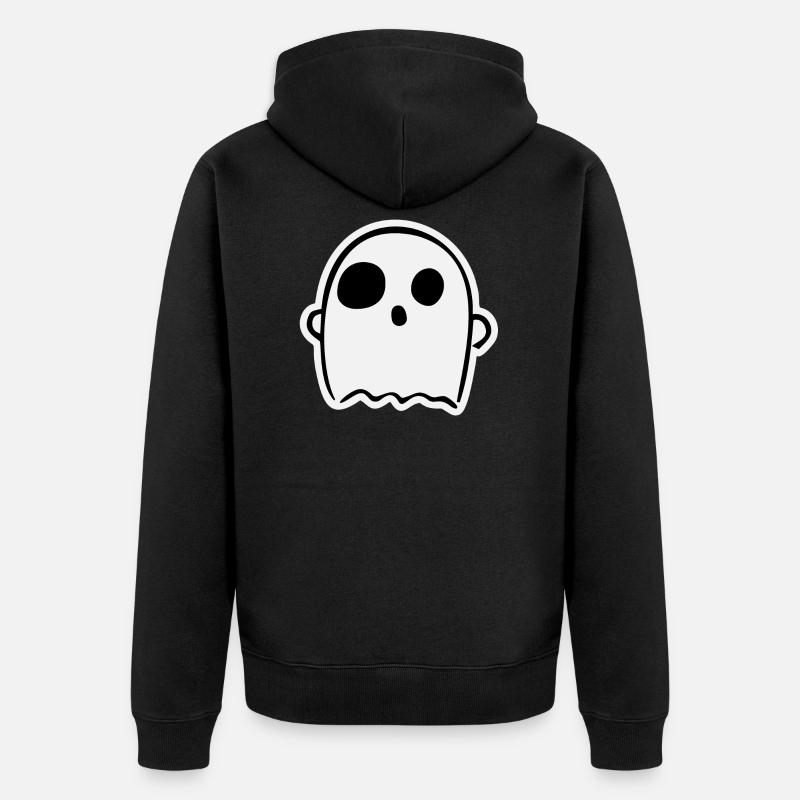Fantôme surpris mignon - Veste à capuche bio Premium Unisexe - noir