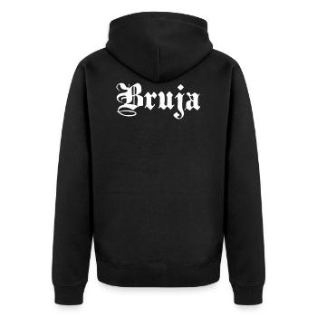Bruja - Unisex Premium Bio Zip Hoodie - Schwarz - Hinten - Nico (187cm)
