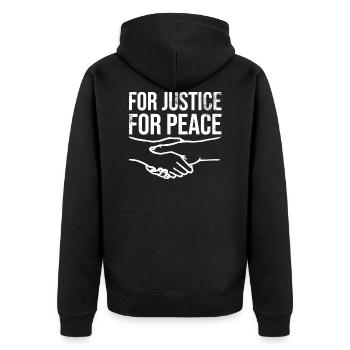 For justice for peace - Unisex Premium Organic Zip Hoodie - black - Back - Nico (187cm)