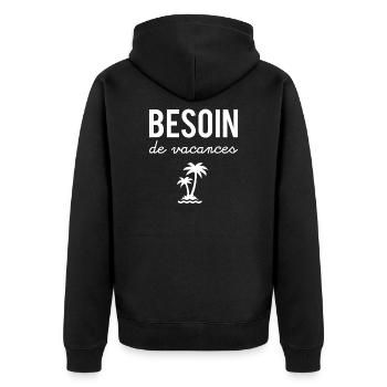 Besoin de vacances - Veste à capuche bio Premium Unisexe - noir - Dos - Nico (187cm)