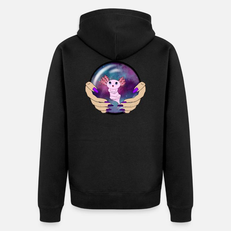 Axolotl en boule - Veste à capuche bio Premium Unisexe - noir
