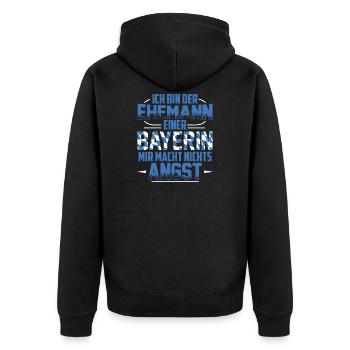Bayerin | Bayern Bayrisch Oberbayern Geschenkideen - Unisex Premium Bio Zip Hoodie - Schwarz - Hinten - Nico (187cm)