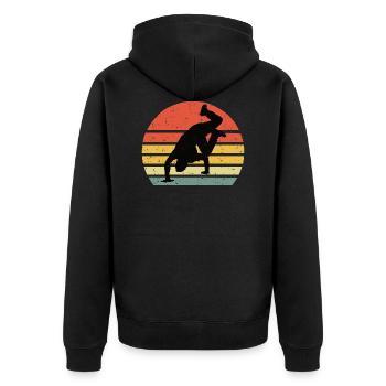 Breakdance Vintage Retro - Unisex Premium Bio Zip Hoodie - Schwarz - Hinten - Nico (187cm)