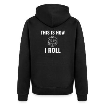 20 sided dice roll white - Unisex Premium Bio Zip Hoodie - Schwarz - Hinten - Nico (187cm)