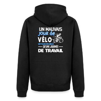 Un mauvais jour de vélo humour passion cycliste - Veste à capuche bio Premium Unisexe - noir - Dos - Nico (187cm)