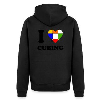 I Love Cubing Speedcubing Speedsolving - Unisex Premium Bio Zip Hoodie - Schwarz - Hinten - Nico (187cm)