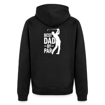 Golfer Papa Golf Vater Vatertag Geschenk - Unisex Premium Bio Zip Hoodie - Schwarz - Hinten - Nico (187cm)