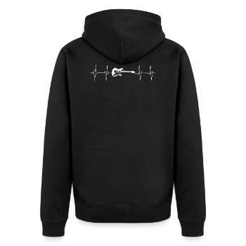 Gitarre Herzschlag - Unisex Premium Bio Zip Hoodie - Schwarz - Hinten - Nico (187cm)
