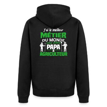 J'ai le meilleur métier du monde, papa agriculteur - Veste à capuche bio Premium Unisexe - noir - Dos - Nico (187cm)