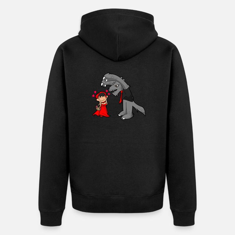 Rotkäppchen und der Wolf - Unisex Premium Bio Zip Hoodie - Schwarz