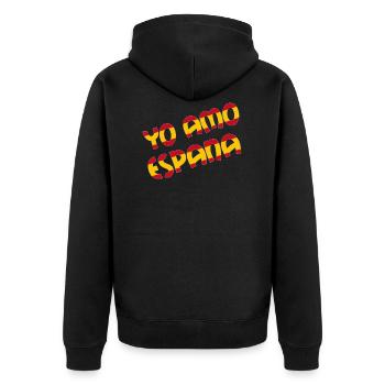 Yo Amo Espana / Ich Liabe Spain / I Love Spain - Unisex Premium Organic Zip Hoodie - black - Back - Nico (187cm)