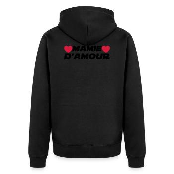 Mamie d'Amour - Veste à capuche bio Premium Unisexe - noir - Dos - Nico (187cm)
