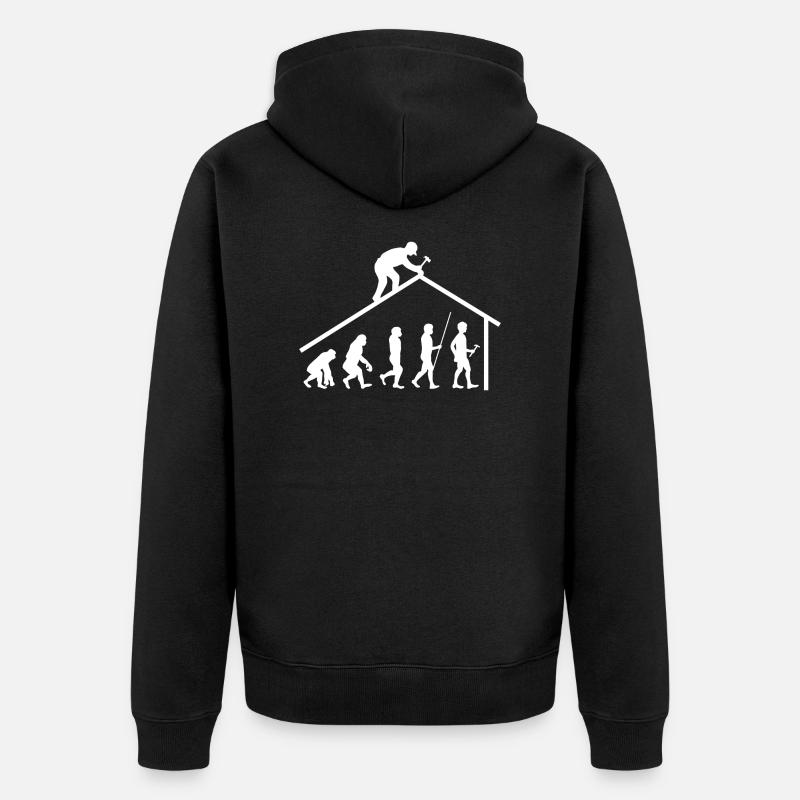 Evolution Carpenter Roofer Gift - Unisex Premium Organic Zip Hoodie - black