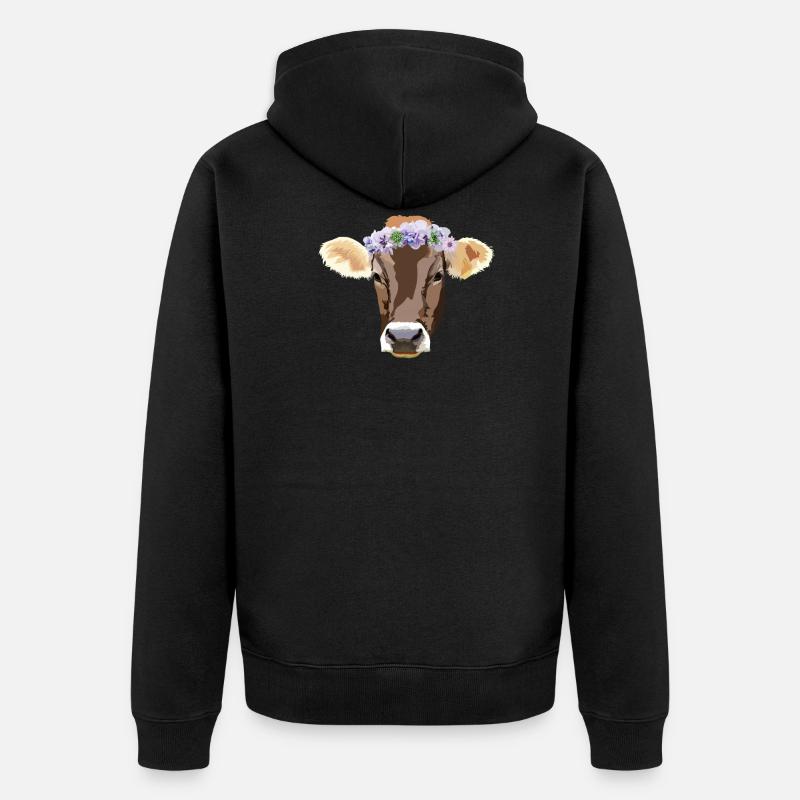 Couronne de fleurs vache - Veste à capuche bio Premium Unisexe - noir