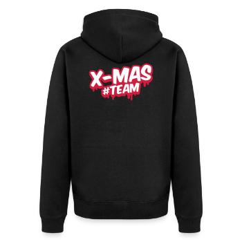 xmas team weihnachten - Unisex Premium Bio Zip Hoodie - Schwarz - Hinten - Nico (187cm)