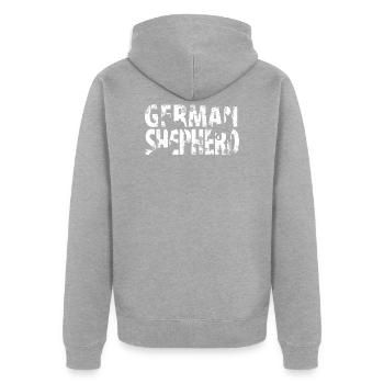 English Shepherd - Unisex Premium Organic Zip Hoodie - heather grey - Back - Nico (187cm)