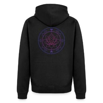 Lotus Moon Sacred Geometry - Unisex Premium Organic Zip Hoodie - black - Back - Nico (187cm)