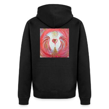 Gel de cœur de la visibilité - Veste à capuche bio Premium Unisexe - noir - Dos - Nico (187cm)
